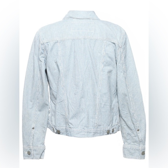 EDDIE BAUER | Light Blue Pin Stripped Lightweight Shirt Jean Jacket Button Up - Picture 2 of 15